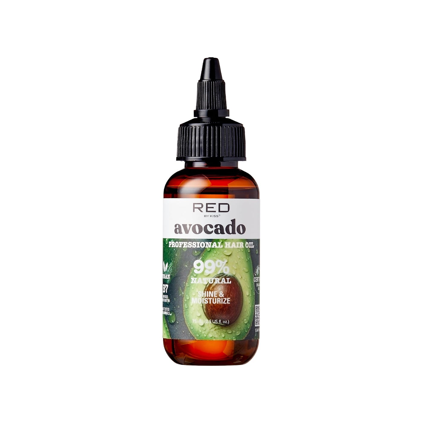 Red by Kiss Professional 99% Natural Hair Oil, Organic Vegan Oil Blend for Shine & Moisturize Hair, Biotin Infused, Hydration Nourish & Smooth Hair (Avocado, 2.5 Fl Oz)