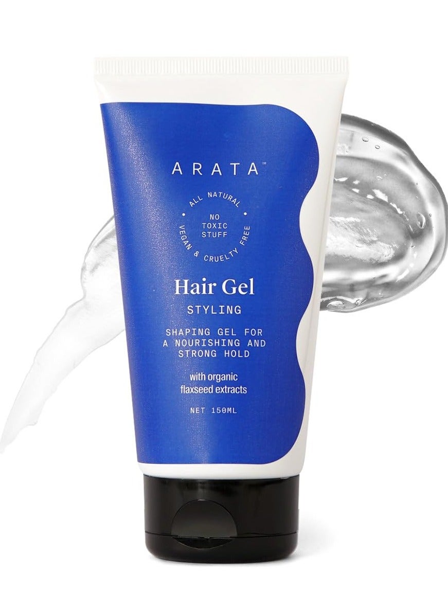 Arata Flax Seed Extract Styling Hair Gel | Medium to Strong Hold | Sleek, Slicked Back Styles | Manages Frizzy Hair and Flyaways | Non-Sticky | 150 ML