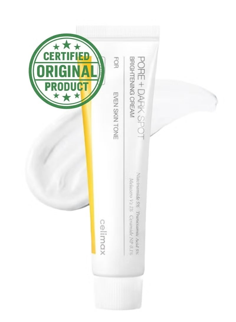 Celimax Pore+Dark Spot Brightening Cream 35ml | Niacinamide, Tranexamic Acid & Ceramides | Korean Brightening Cream for Dark Spots, Pores & Uneven Skin Tone – Original Quality