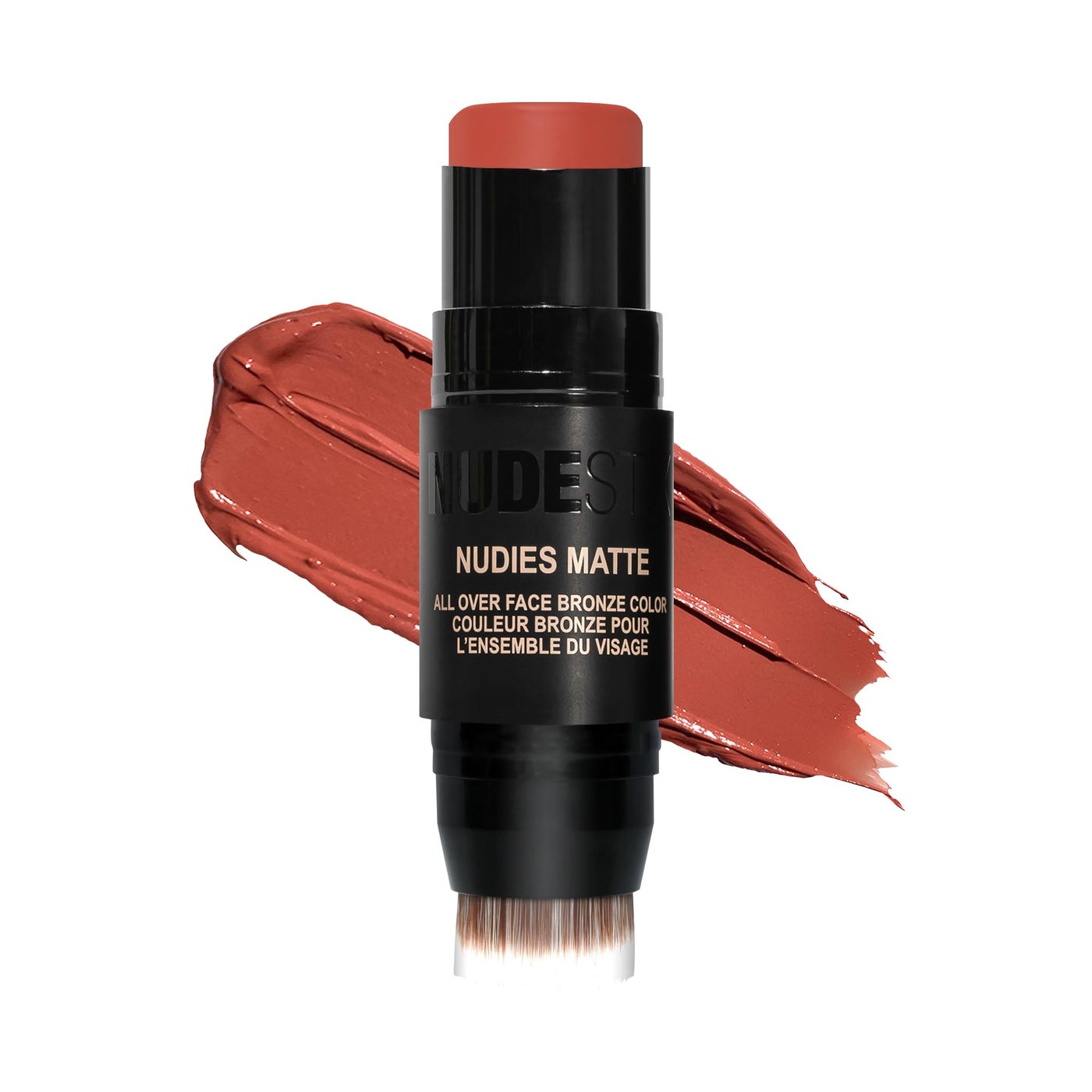 Nudestix Nudies Bronze All Over Matte Bronzing Stick â€“ 3-in-1 Cream Bronzer for Cheeks, Eyes & Lips with Built-In Brush | Natural Contour & Sun-Kissed Glow | Vegan, Long-Wear Makeup (Beach Babe)