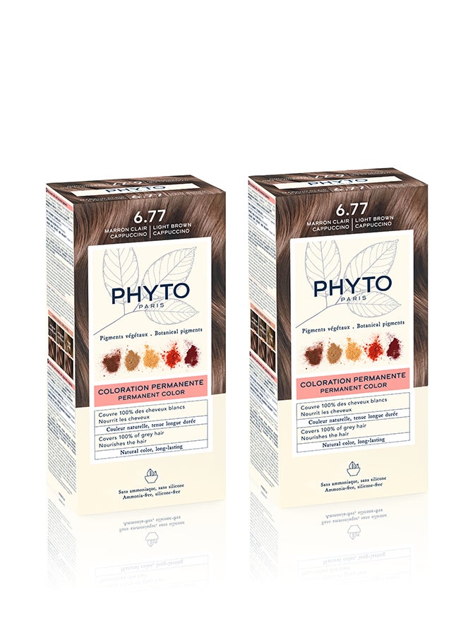 Pack of 2 - Phyto Phytocolor 6.77 light brown cappucino