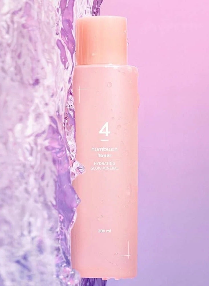 Numbuzin No.4 Hydrating Glow Mineral Toner, Thermal Water, Hyaluronic Acid, Hydration, Makeup Boosting, 6.76 Fl.Oz