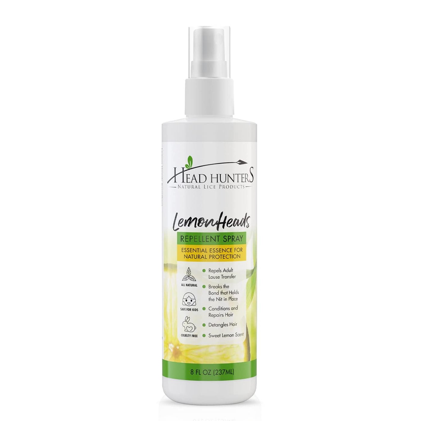 Head Hunters Lemon Heads Spray Natural Head Lice Repellent Spray for Kids and Adults - Natural and Safe Lice Prevention Spray for Kids - 8 Ounce