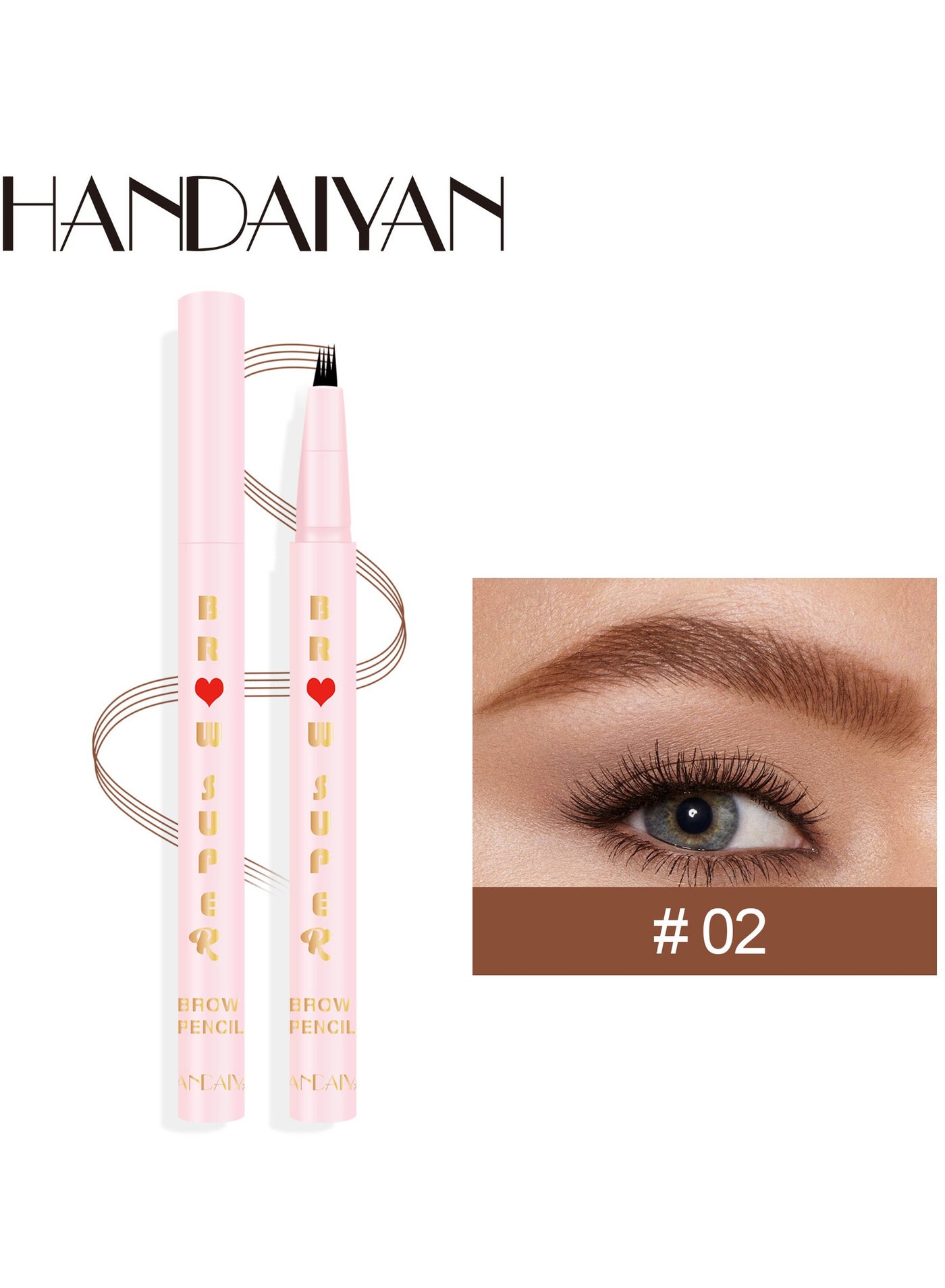 Liquid Eyebrow Pencil Waterproof Long Lasting Four-Fork Natural Ultra Precise Sweat-Proof Non-Marking New Formula Longwear Brow Tint Brown