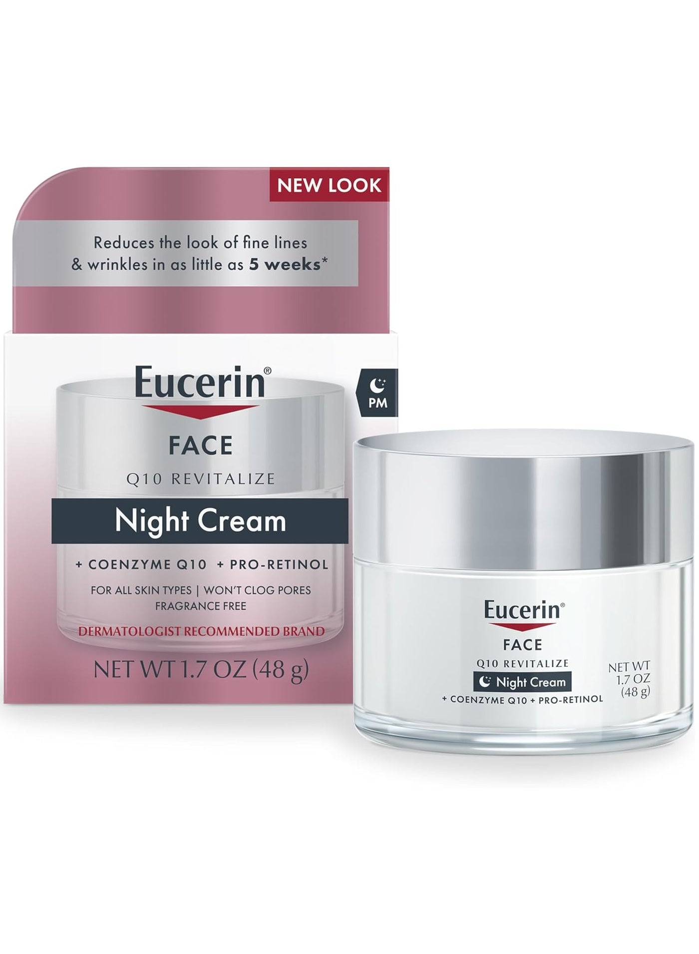 Q10 Anti-Wrinkle Night Cream + Pro-Retinol, Facial Cream for Sensitive Skin, 1.7 Oz Jar