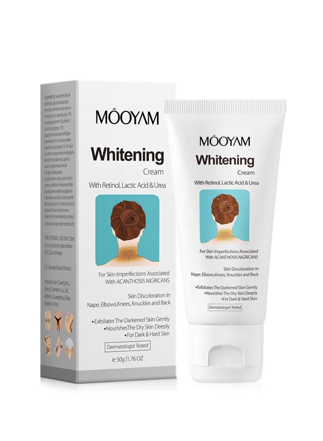 50g Whitening Cream Face and Body Whitening Cream for Dark Skin Bleaching Cream with Retinol for Acanthosis Nigricans Hard Skin Body Moisturizer Fade Melanin on Body Armpit Knees Elbows Skin Lightening Cream