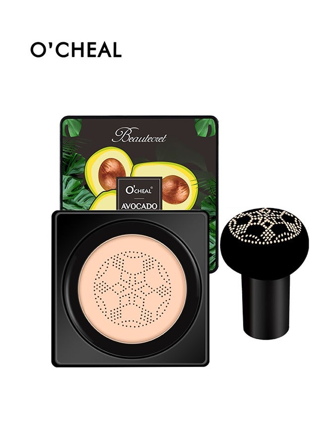 Avocado Moisturizing Conceal Beauty  Cushion Cream,  Mushroom Air Cushion Concealer Moisturizing Foundation Primer Makeup Cream All Day Nude Foundation Even Skin Tone Makeup Base Moisturizing