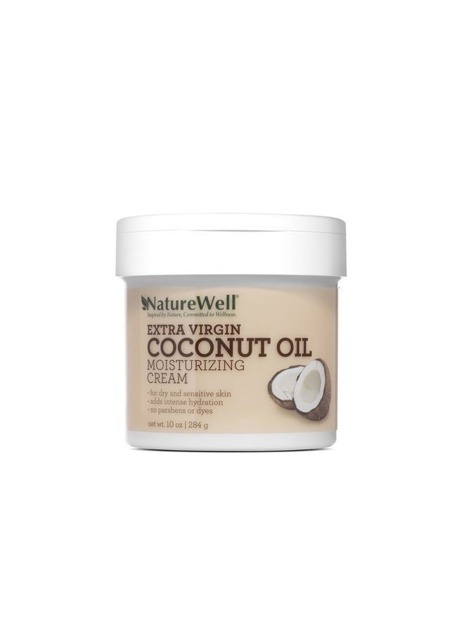 Extra Virgin Coconut Oil Moisturizing Cream for Face, Body, & Hands, Anti Aging, Firming, Restores Skin's Moisture Barrier, Provides Intense Hydration for Dry & Dull Skin, 10 Oz
