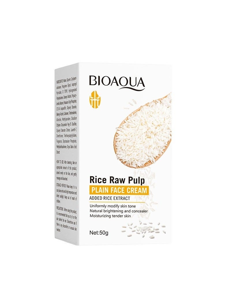 BIOAOUA Rice Raw Pulp Face Cream,Rice Original Cream,Brightening and Activating face cream,whitening and moisturizing,suitable for all skin types