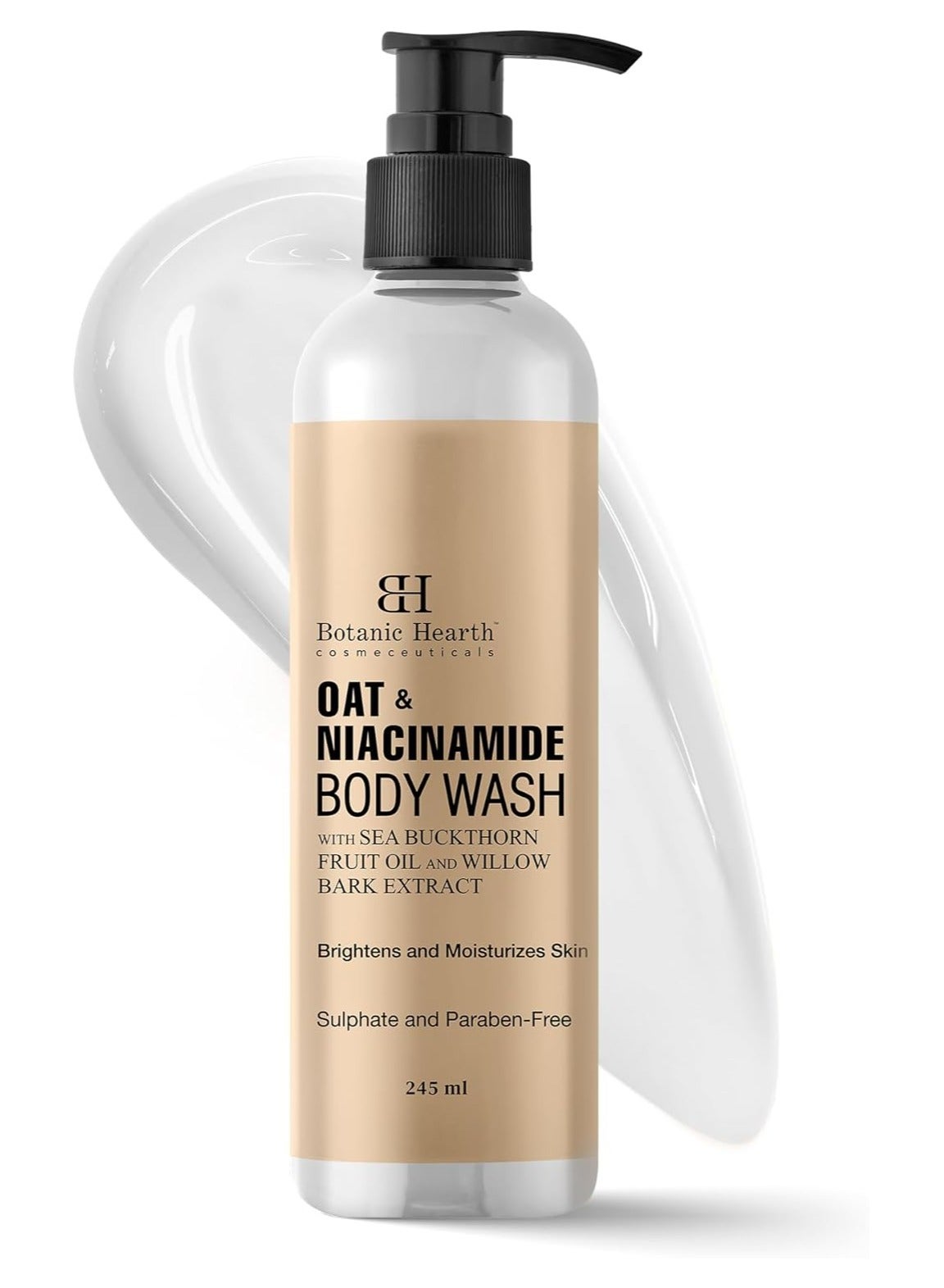Botanic Hearth Oat & Niacinamide Body Wash | Moisturizing & Skin Whitening Body Wash Shower Gel | Sulfate & Paraben Free | for Women & Men | 245ml