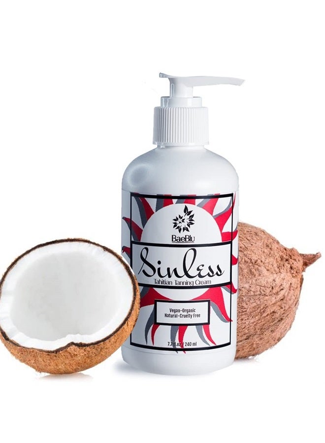 Sinless Tahitian Self-Tanner with Organic & Natural Ingredients, Tanning Lotion, Sunless Tanning Lotion for Darker Bronzer Skin, Fake Tan Skin Care
