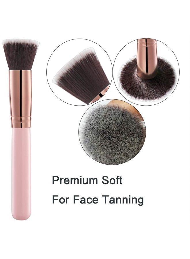 2pcs Face Self Tanning Brush Kabuki Brush for Self Tan Sunless Tanning, Self Tanner brush Applicator, Flat Top Brush Face and Blending Brush, Easy Self Tan Applicator for Face (pink)