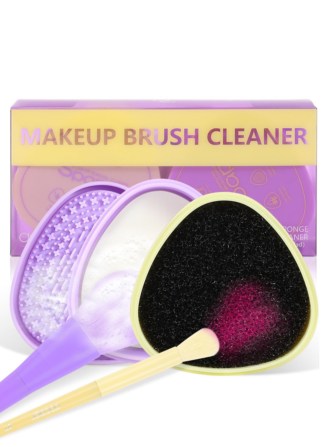 Makeup Brushes Cleaner Set Solid Soap Cleanser with Color Removal Sponge, Makeup Brush Cleaner Mat Brushes Shampoo for Cleaning Makeup Sponges, Brushes & Applicators Vegan (coconut oil)