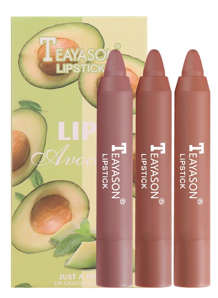 3 Colors Liquid Matte Lipstick Set, Velvet Air Moisture Smooth Crayon Nude Lipstick,Ultimate Nourishing Lipstick 24 Hour Long Lasting Waterproof Lip Gloss Lipstick for Women Makeu (Set E)