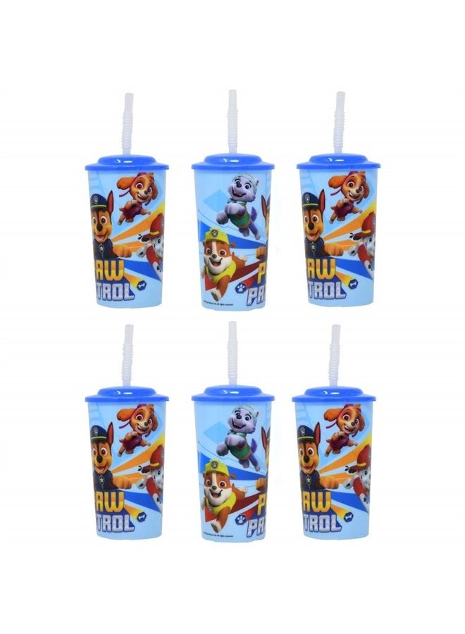 6-Pack Paw Patrol 16oz Reusable Sports Tumbler Drinking Cups with Lids & Straws