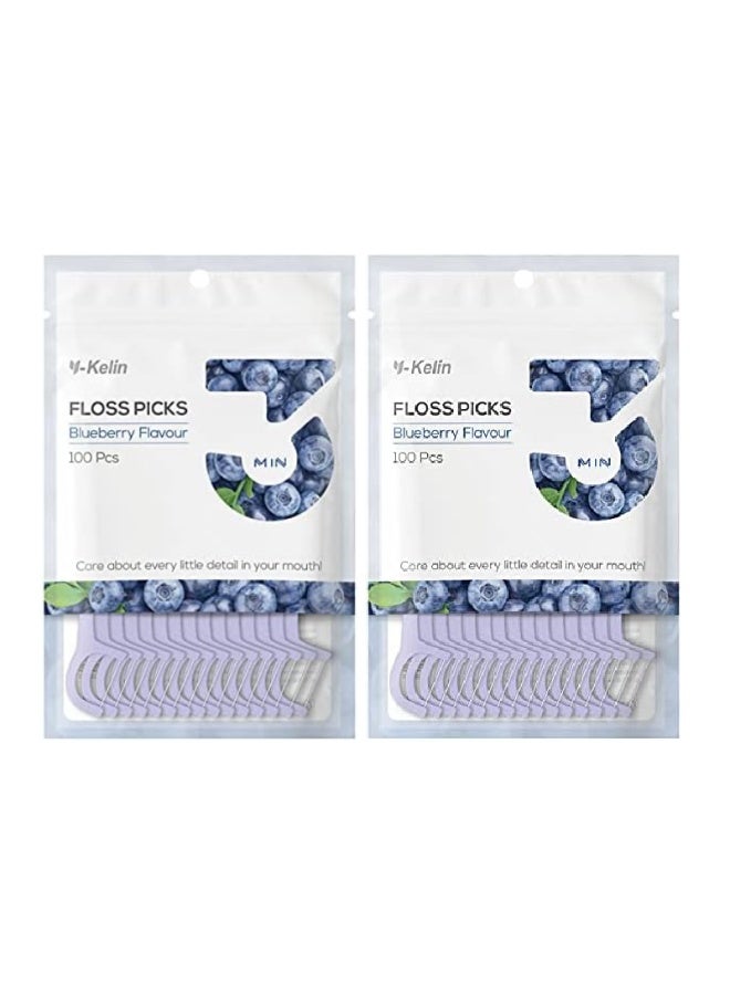 Pack of 2 - Dental Floss Dental Floss Toothpick, Teeth Stick, Tooth Picks, Floss Picks, Teeth Cleaning (Blueberry  Flavor)