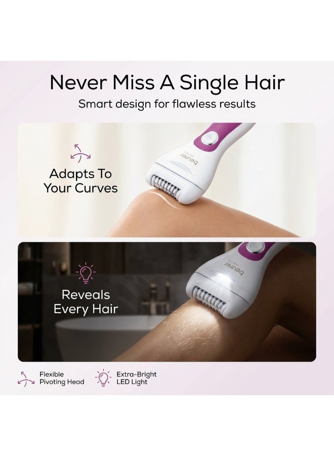 HL 76 Epilator | 2-in-1 Epilation and Shaving | Wide Flexible Epilator Head with 42 Tweezers | Ergonomic, Cordless and Easy to Operate | Waterproof | LED Light | 3 Years Warranty - image 6