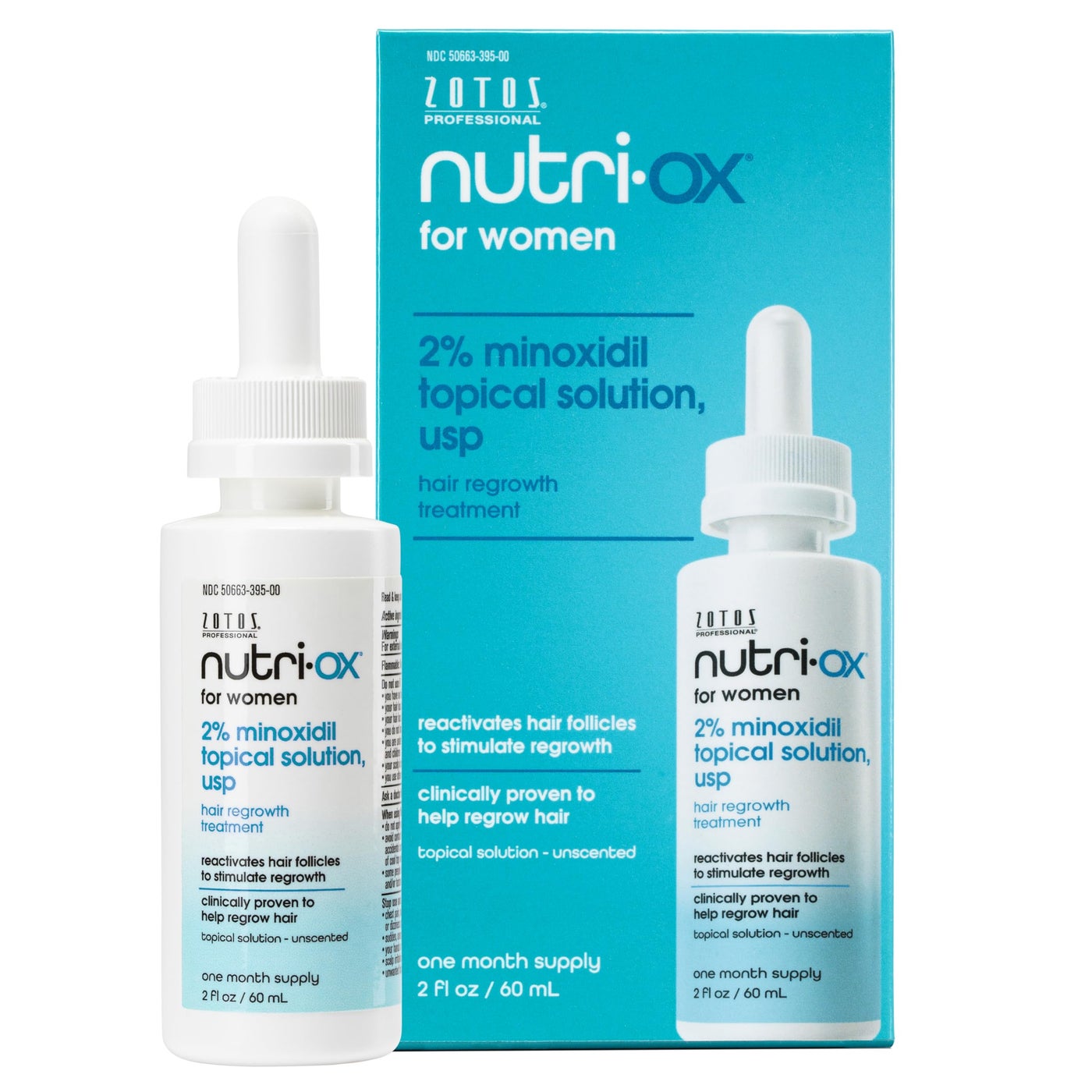 NUTRI-OX 2% Minoxidil for Women | Topical Hair Regrowth Treatment |One Month Supply | 2 Fl Oz