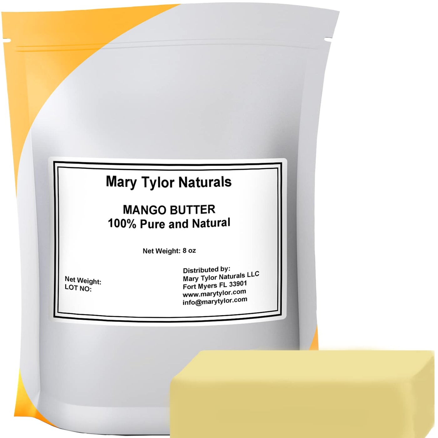 Mary Tylor Naturals Mango Butter 8 oz Cold Pressed, Unrefined,Raw Pure Mango Butter â€” Can be used for hair, skin and nails