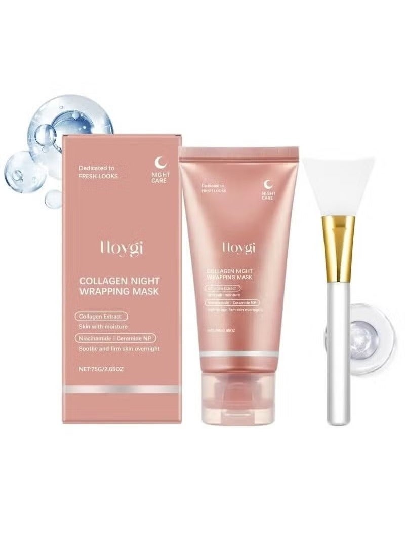 Collagen Overnight Wrapping Peel Off Facial Mask Pack - Elasticity & Hydration Care, Reduces Sagging & Dullness - Hydrolyzed Collagen For Glowing Skin - Korean Skin Care, 2.65 fl.oz