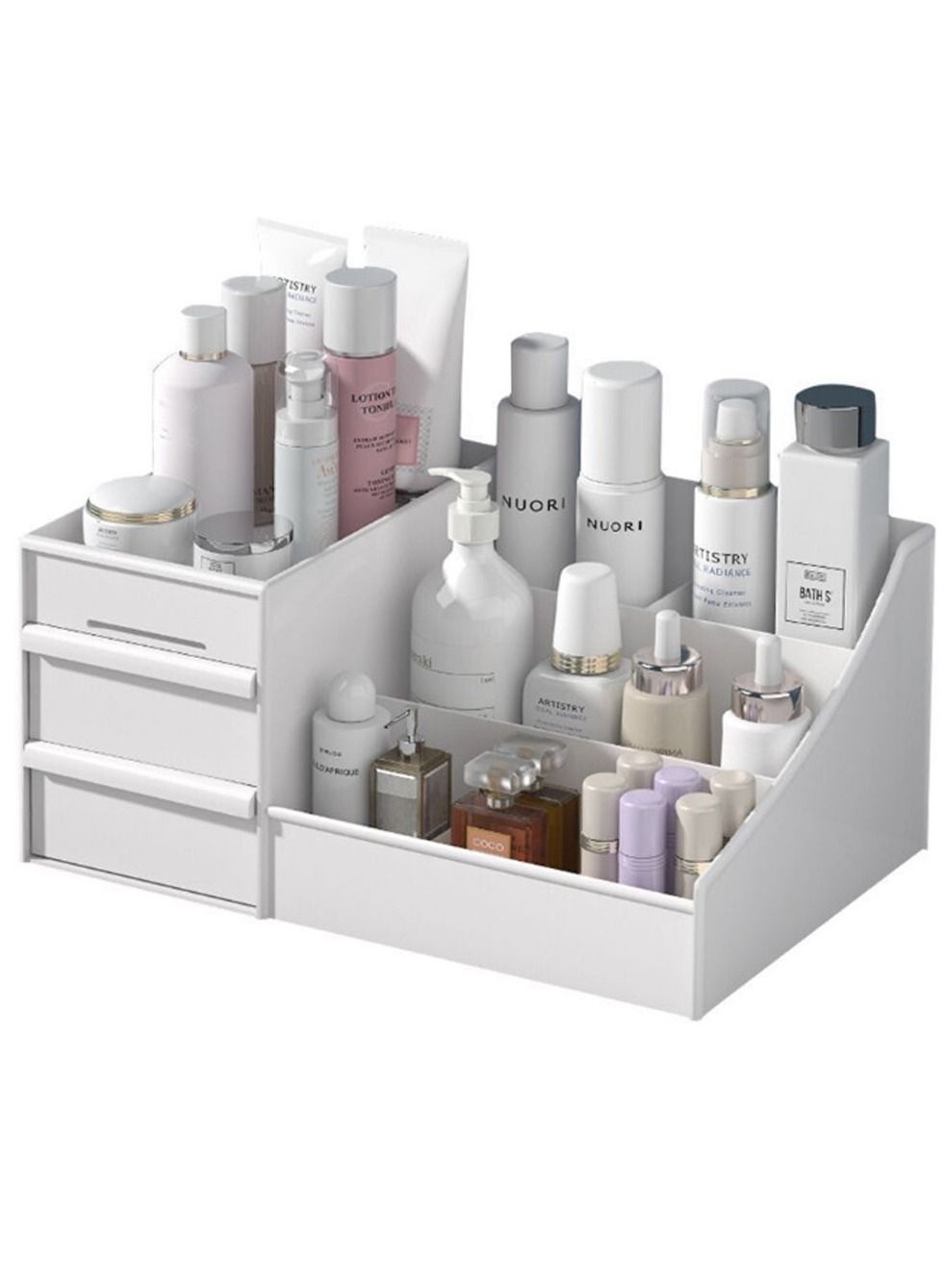 Makeup Desk Cosmetic Organizer With Drawers White  30x14x19cm