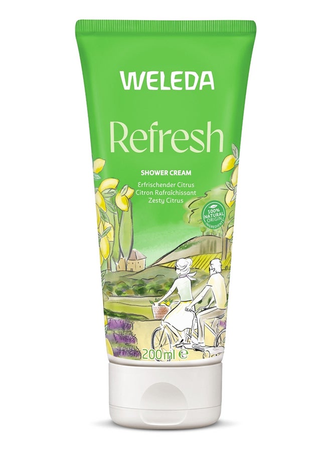 Citrus Creamy Body Wash (200 ml) – Moisturizing Shower Cream for Dry Skin, with Lemon Essential Oil & Sesame Oil, Gentle Daily Cleanser