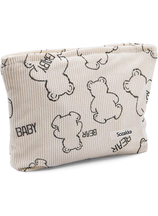 Women's Lovely Bear Travel Cosmetic Bag, Small Zipper Cosmetic Bag For Skin Care, Makeup, Convenient Handbag Storage Pouch