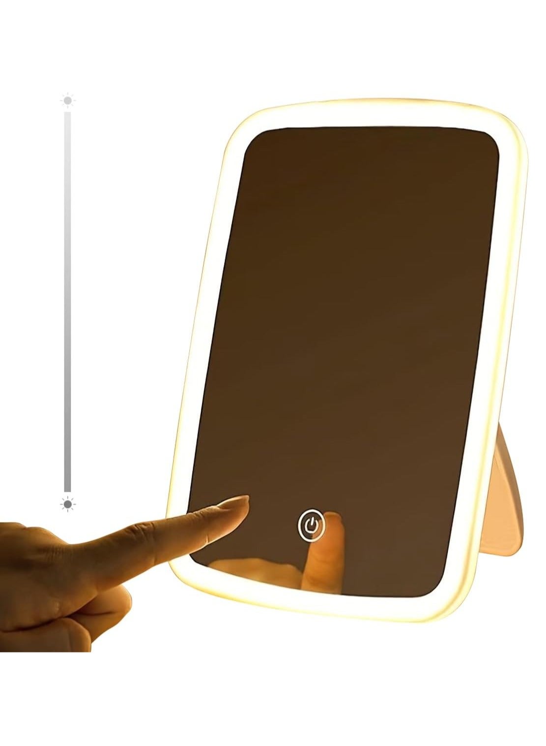 RACO Lighted Makeup Mirror with 3 Color Mode Lights, Portable USB Rechargeable Make up Mirror, Cosmetic Mirror with Touch Screen and Brightness Adjustable