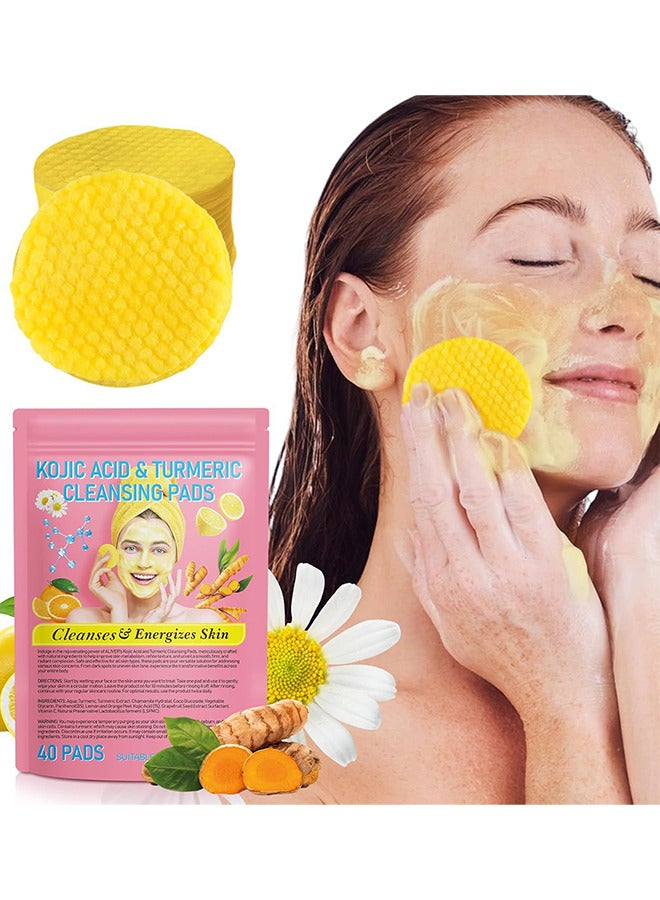 Kojic Acid And Turmeric Cleansing Pads, Kojic Acid And Turmeric Cleansing Pads For Face Aand Body Remove Excess Keratin, Reduce Black Spots And Cleanse The Skin, 40PCS