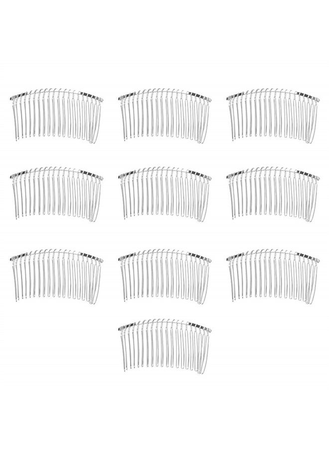 10 pieces 20 Teeth Fancy DIY Metal Wire Hair Clip Combs Metal Wire Hair Combs Wire Twist Bridal Wedding Veil Combs for Women (Silver)