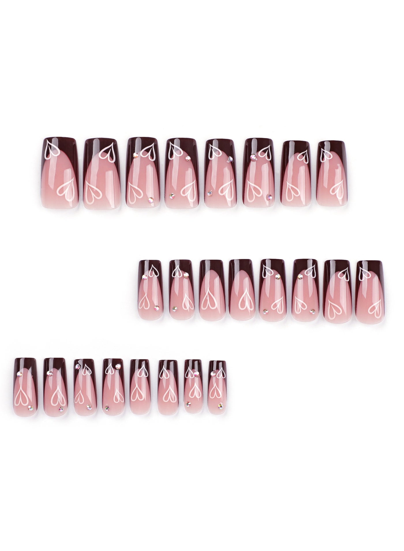 French Tip Press on Nails Almond, Long French Nails Simple Nude Brown and Pink Style False Nails Full Cover Chrome Manicure Patches Wearable Stick on Nails for Daily Wear Nails Decoration 24Pcs