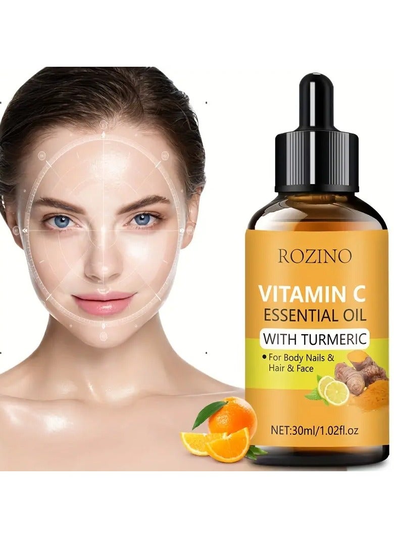 30ml Vitamin C Essential Oil With Turmeric, Facial Essence For Face Skin Care, Rejuvenate, Tighten, Moisturize The Skin, Improve Skin Tone