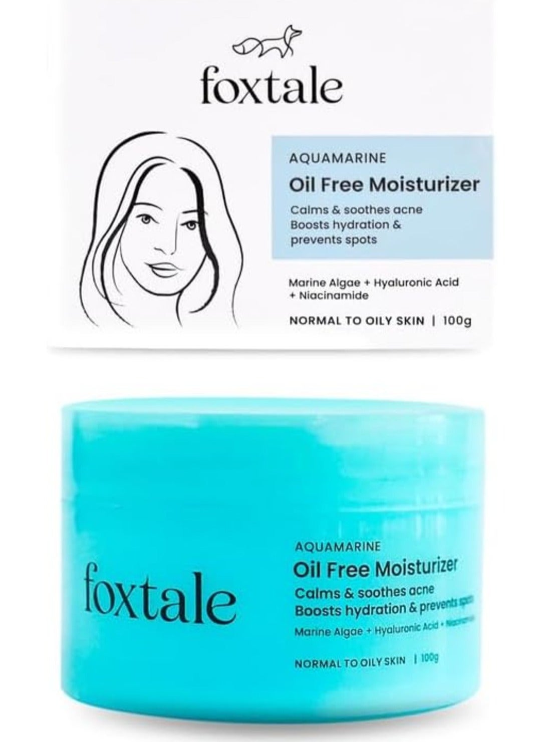 Oil-Free Gel Moisturizer for Face | Hyaluronic Acid, Niacinamide, Betaine, Marine Algae| Boosts Hydration, Brightens Skin, Soothes Acne| Lightweight for Oily, Acne-Prone Skin |Men & Women-100g