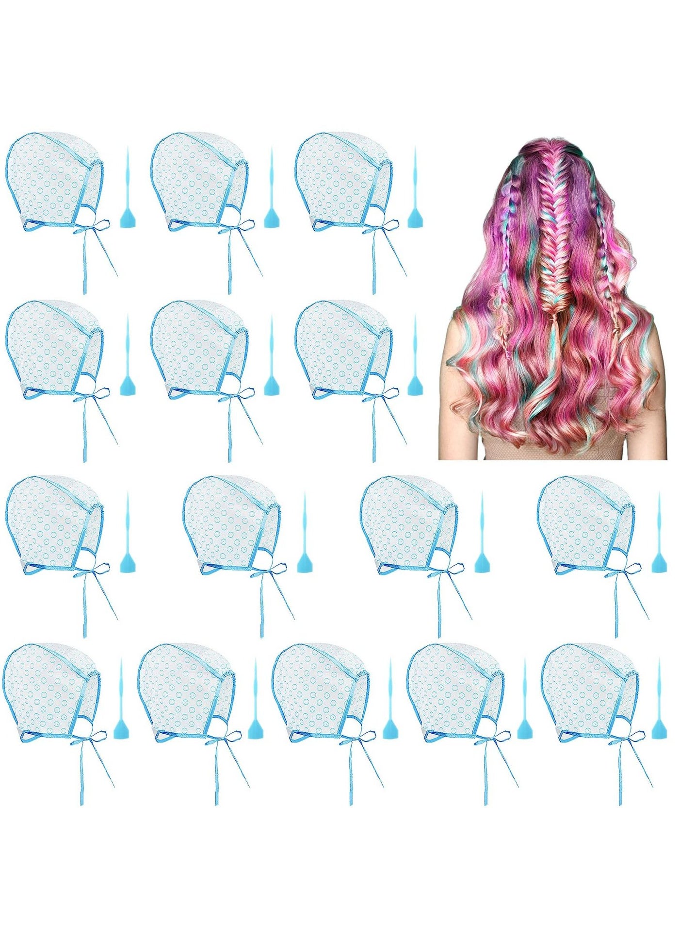 SYOSI Disposable Hair Coloring Cap, Professional Hair Coloring Cap with Plastic Hook Needles for Hair Coloring Salon Disposable Hairdressing Dyeing Staining Tools for Women Men (15Pcs)