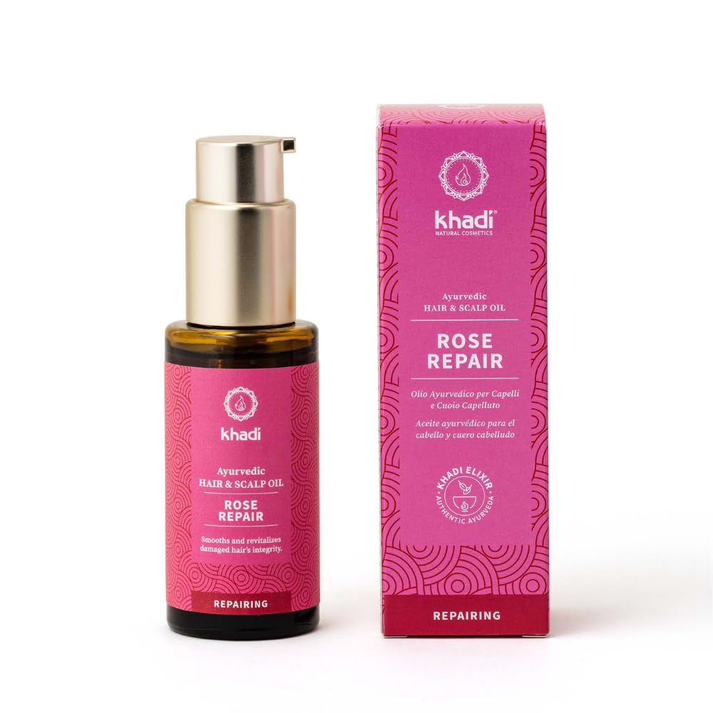 KHADI ROSE REPAIR Hair Oil - Regeneration for structurally damaged, dry hair & split ends - 100% natural, plant-based, vegan & silicone-free - 1.69 fl oz