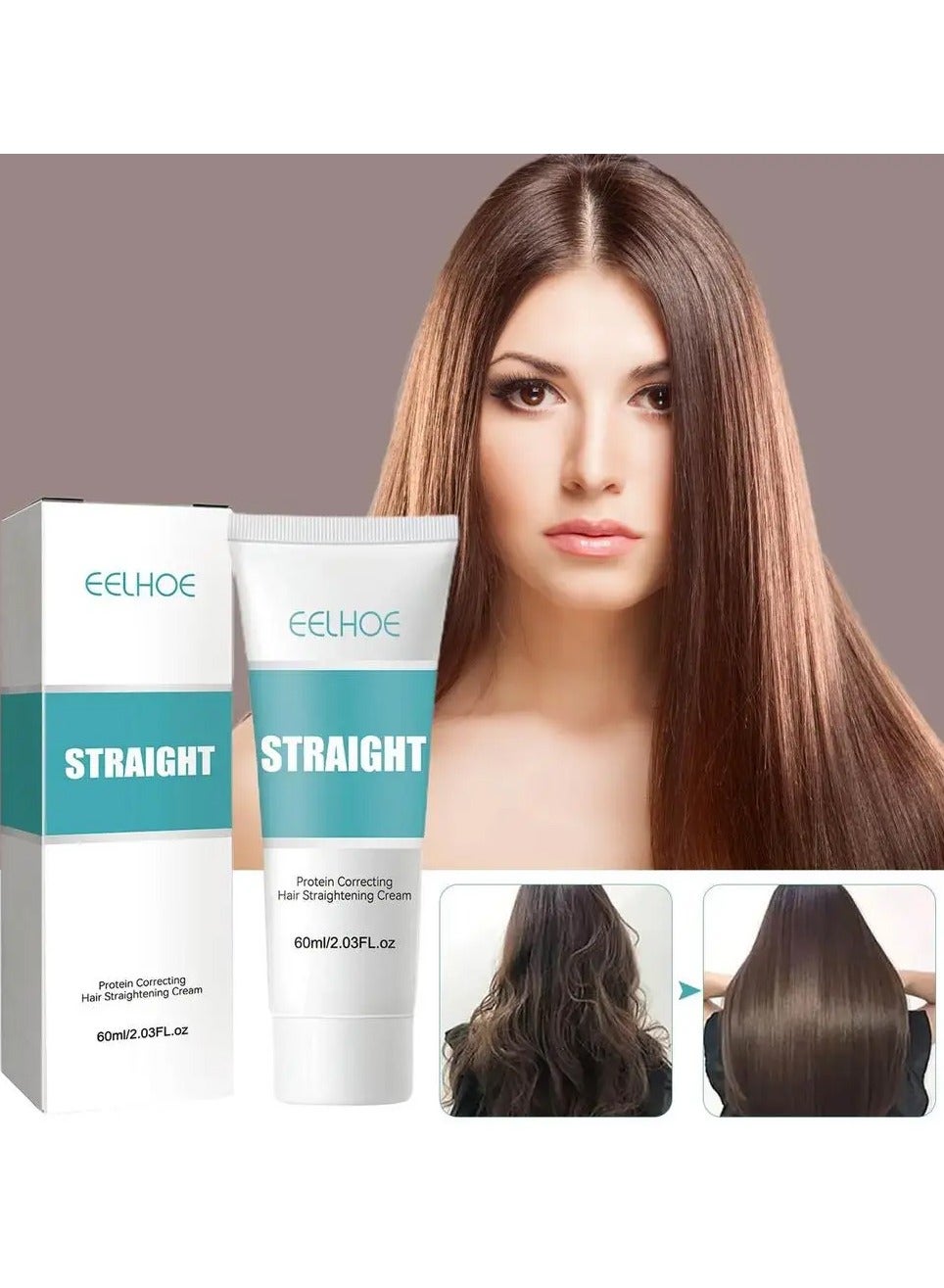Protein Correcting Hair Straightening Cream, Hair Straightener Cream, Silk & Gloss Hair Straightening Cream, Nourishing Fast Smoothing Collagen Hair Straightener Cream for All Hair Types
