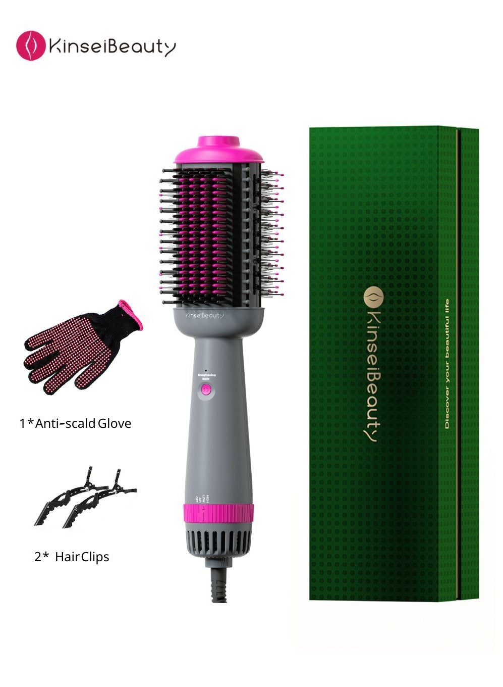 5-in-1 Negative Ion Hair Dryer Brush, 30s Fast Heating One-Step Volumizer Blow Dryer Brush, Hair Styler Hot Air Brush Set for Hair Drying/Straightening/Curling/Hair Comb/Massage Comb