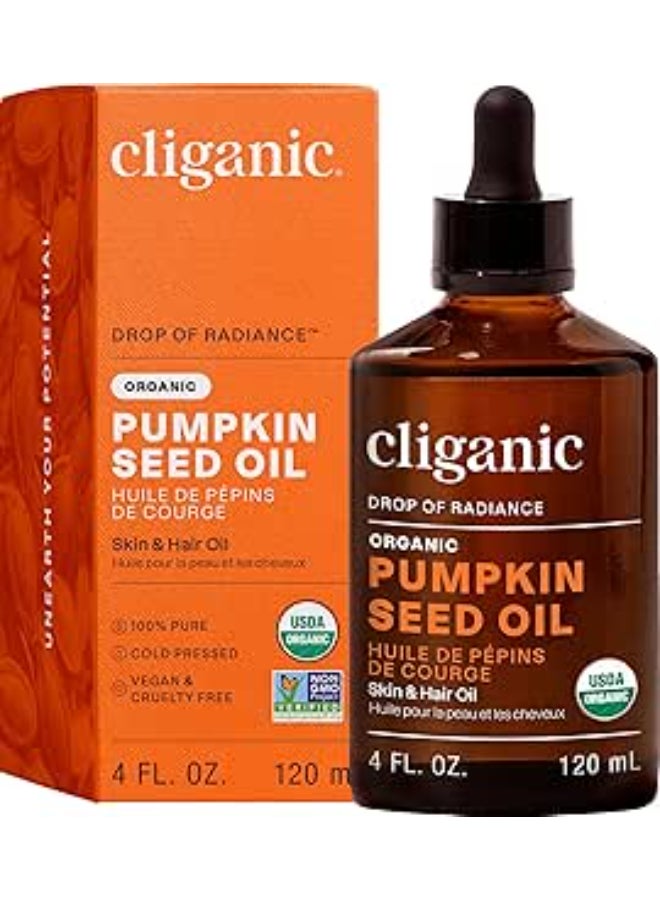 Organic Pumpkin Seed Oil (4 oz), 100% Pure & Cold-Pressed, Moisturizing Skin & Hair Oil
