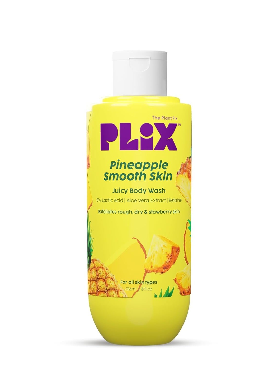 Pineapple 5% Lactic Acid Exfoliating Body Wash For All Skin Types, Paraben-Free Shower Gel, For Dry, Rough & Strawberry Skin, 236 Ml