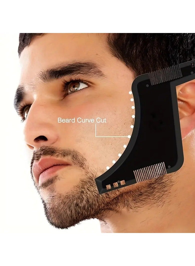 Men's Beard Shaping Styling Template Beard Hair Comb, Facial Hair Beard Trim Template Style Brush Beard Comb
