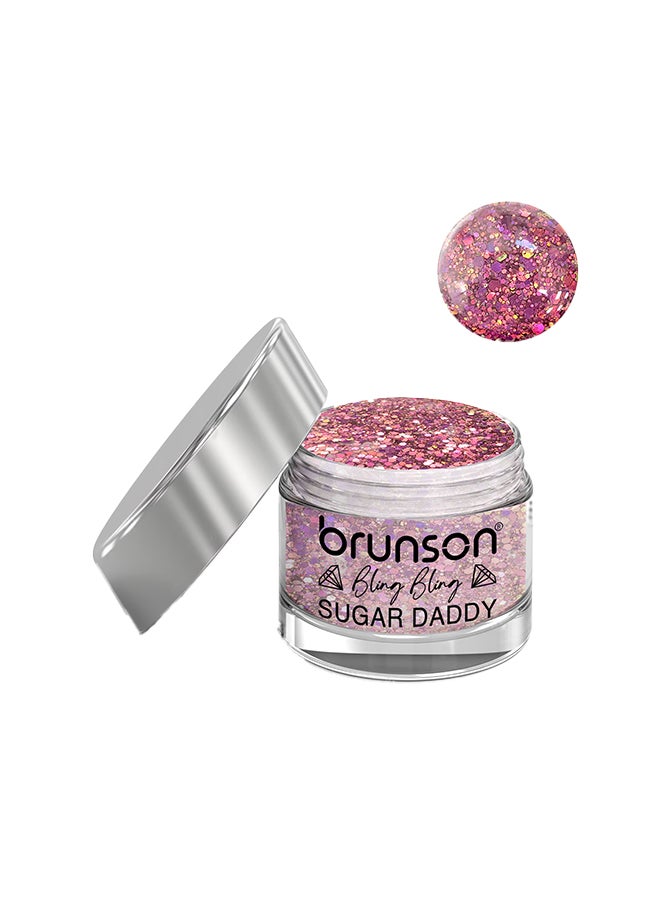 Acrylic Nail Powder DIP And Buff System, Sugar Daddy Glittered 30ml BDBS19