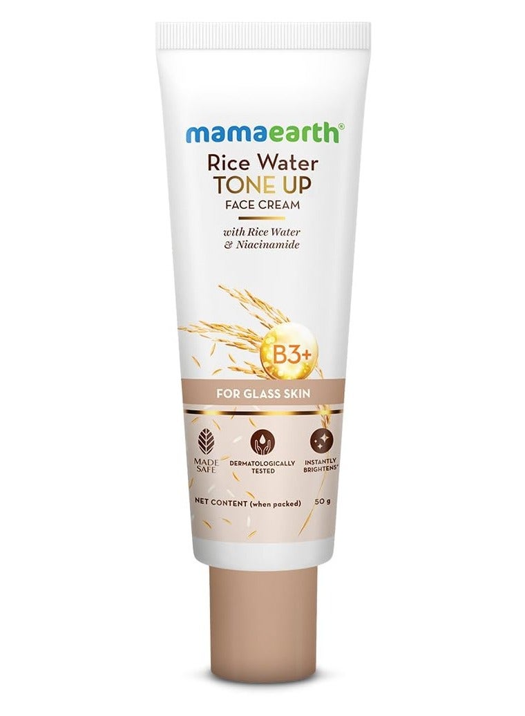 Rice Water Tone Up Face Cream with Rice Water & Niacinamide for Glass Skin 50g | Instantly Brightens | Even Skin Tone | Adds Glow | All Skin Types | Korean Rice Tone Up