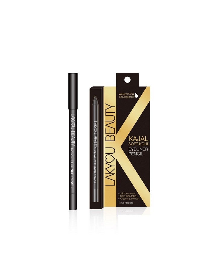 Lakyou Beauty Black Kajal Soft Kohl Eyeliner Pencil | Waterproof | Smudge proof | 24hrs Wear | Ultra Blendable | Creamy And Smooth | 1.2g