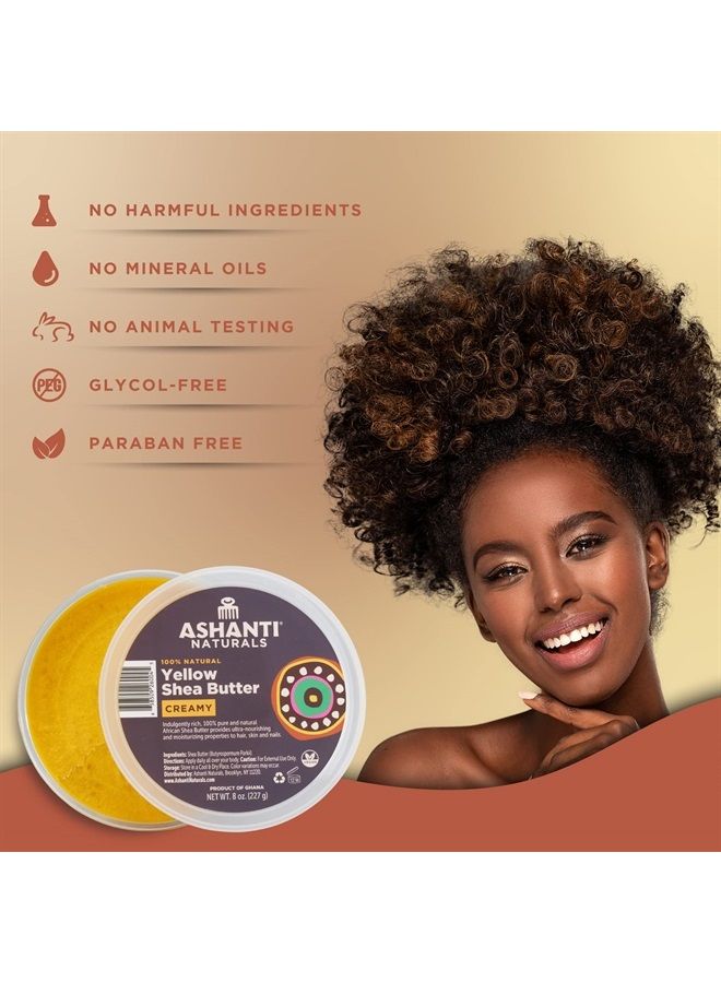 Yellow Whipped Raw Shea Butter | Unrefined African Shea Butter | Creamy Moisturizer for Easy Application - 8 oz