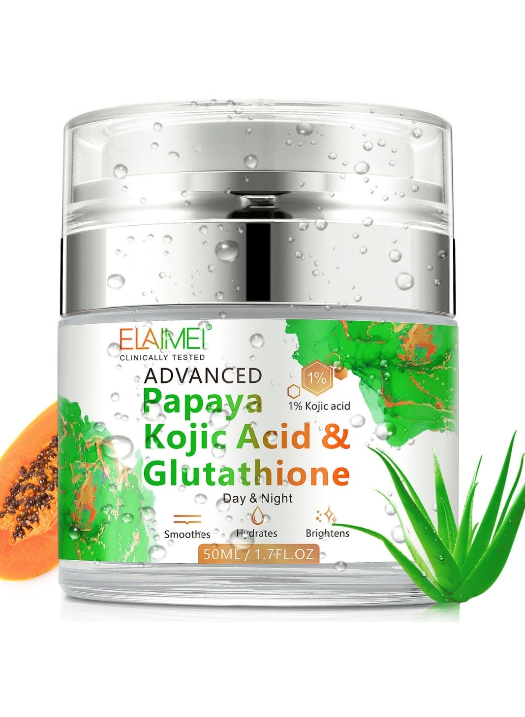 50Ml Papaya Kojic Acid Cream Natural Skin Nourishing Resurfacing Face Cream Day and Night Moisturizing Skin Cream Remove Dark Spots Intensely Hydrating Provide Elastic Glutathione Face Cream