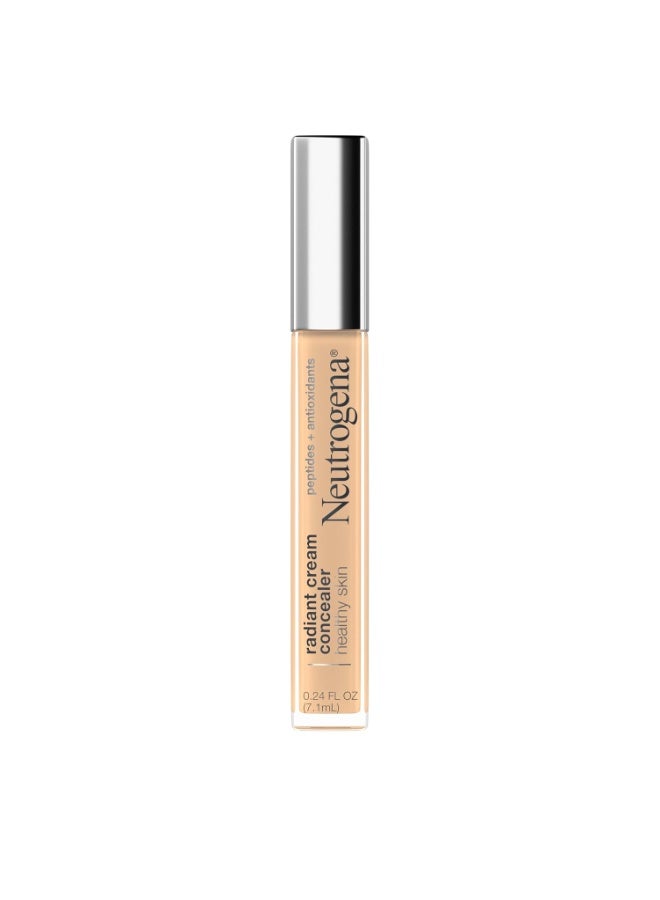 Neutrogena Healthy Skin Radiant Lightweight Brightening Cream Concealer with Peptides & Vitamin E Antioxidant, Non-Comedogenic, Bisque Light/Medium 02 neutral undertones, 0.24 fl. oz