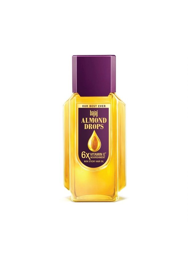 Almond Drops Hair Oil 6X Vitamin E Nourishment Non-Sticky Hair Oil For Hair Fall Control 190ml (Transparent)