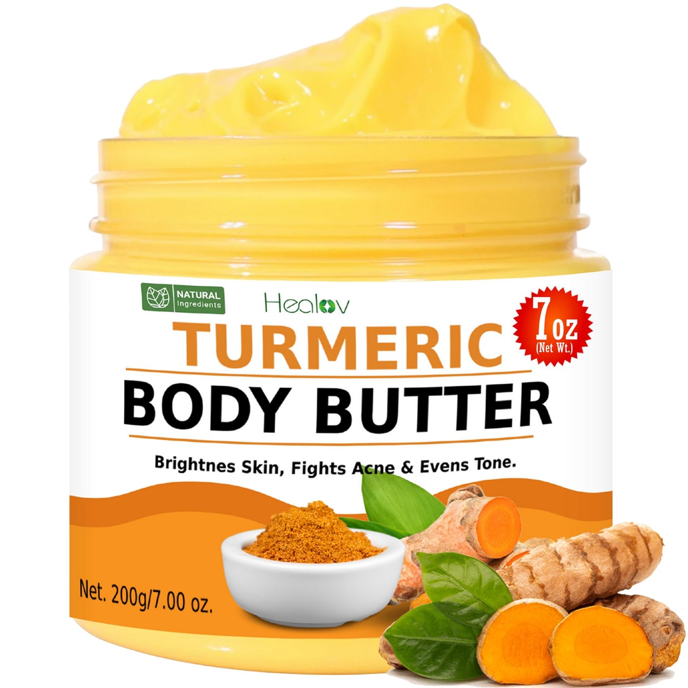Turmeric Face Cream â€“ All Natural Skin Brightening Lotion â€“ Turmeric Whipped Body Butter for Dark Spots, Hyperpigmentation â€“ Turmeric Skincare Cleanses, Fights Acne, Evens Tone, Scars, Sun Damage