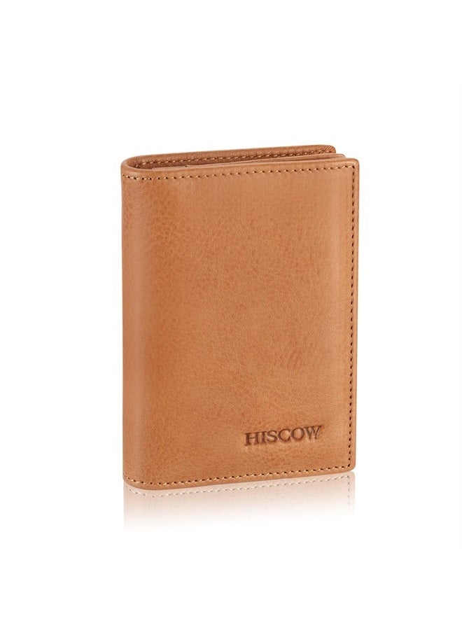 Leather Business Card Case Holder for Men & Women, Italian Calfskin (Aniline Leather Tan)