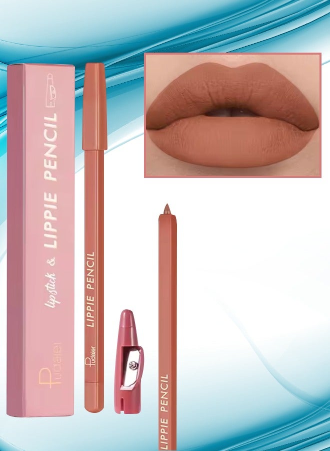 Lippie Pencil Lipstick with Sharpener Easy to Use Lip Makeup Soft Lipliner Pencil Lip Liner Pencil Matte Waterproof Long Lasting Lipstick Lip Contour Makeup Lip Set Full Color 04